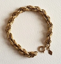 Vintage Sarah Coventry 18cm Gold Color Rope Chain Bracelet Long