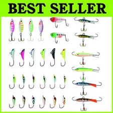Glowing Ice Fishing Lure Kit 30 Pcs Assorted Jigs