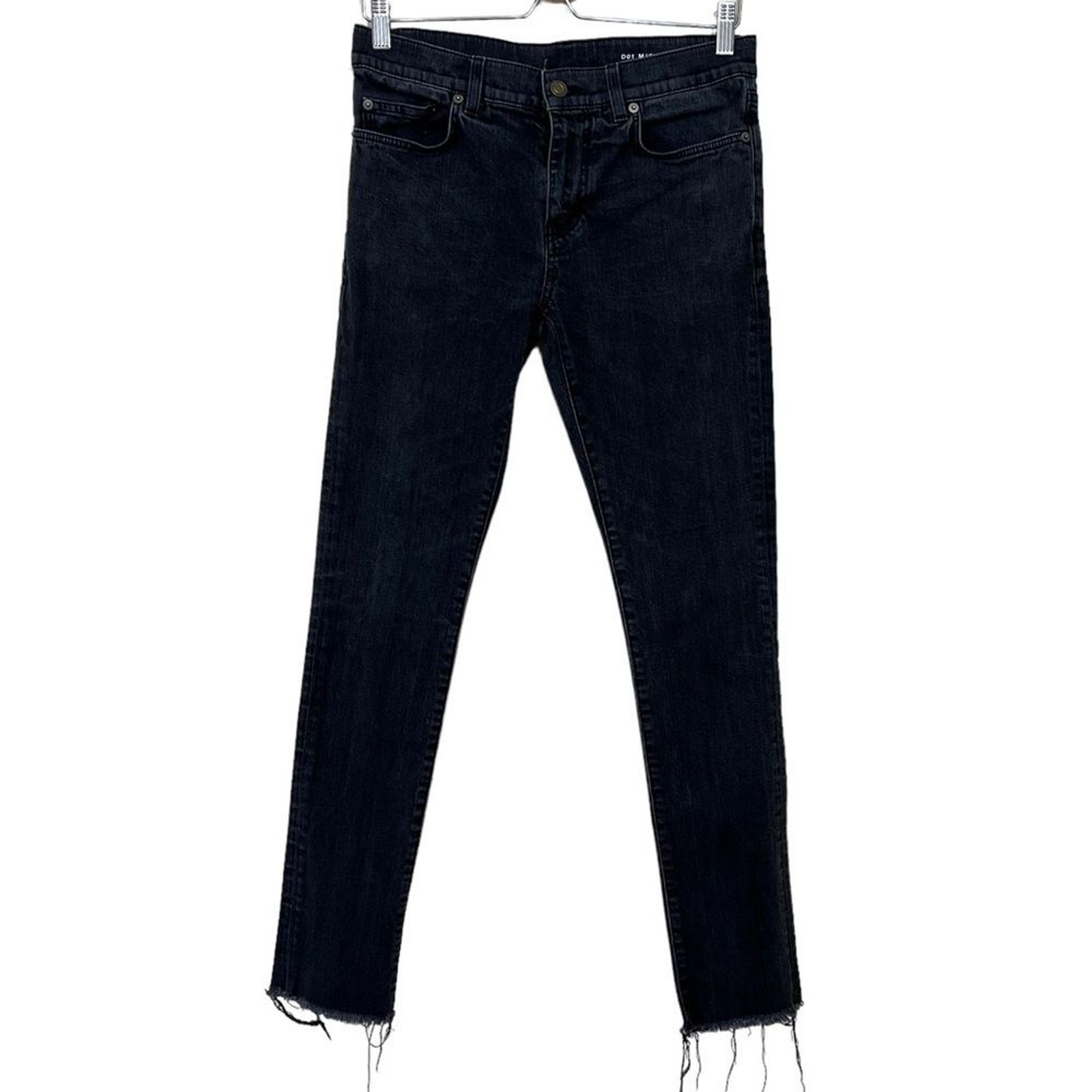 Jeans Saint Laurent Paris uomo D01 M SK MW denim nero sbiadito orlo sfilacciato taglia 30