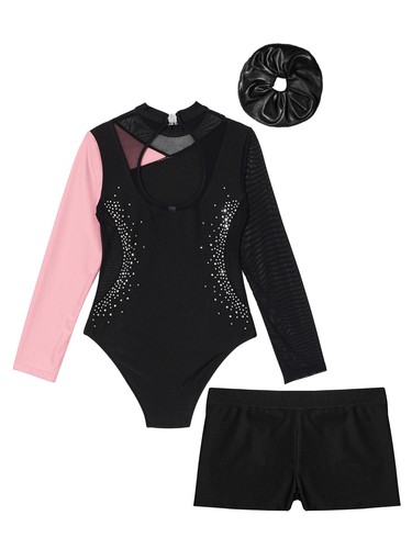 Kids Girls Clothes Training Tracksuit Performance Outfit 3pc Set Hair Band - Picture 29 of 66