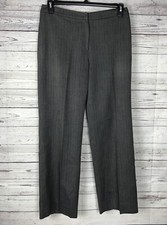 Kasper Women's Gray Herringbone Striped Flat Front Lined Dress Career Pants Sz 8
