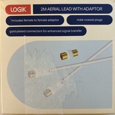 Image of LOGIK Male Aerial Cable - 2m with Female to Female adapter (L2AERA15) - White