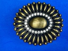 Beautiful southwest vibe layered belt buckle with ring of rhinestones