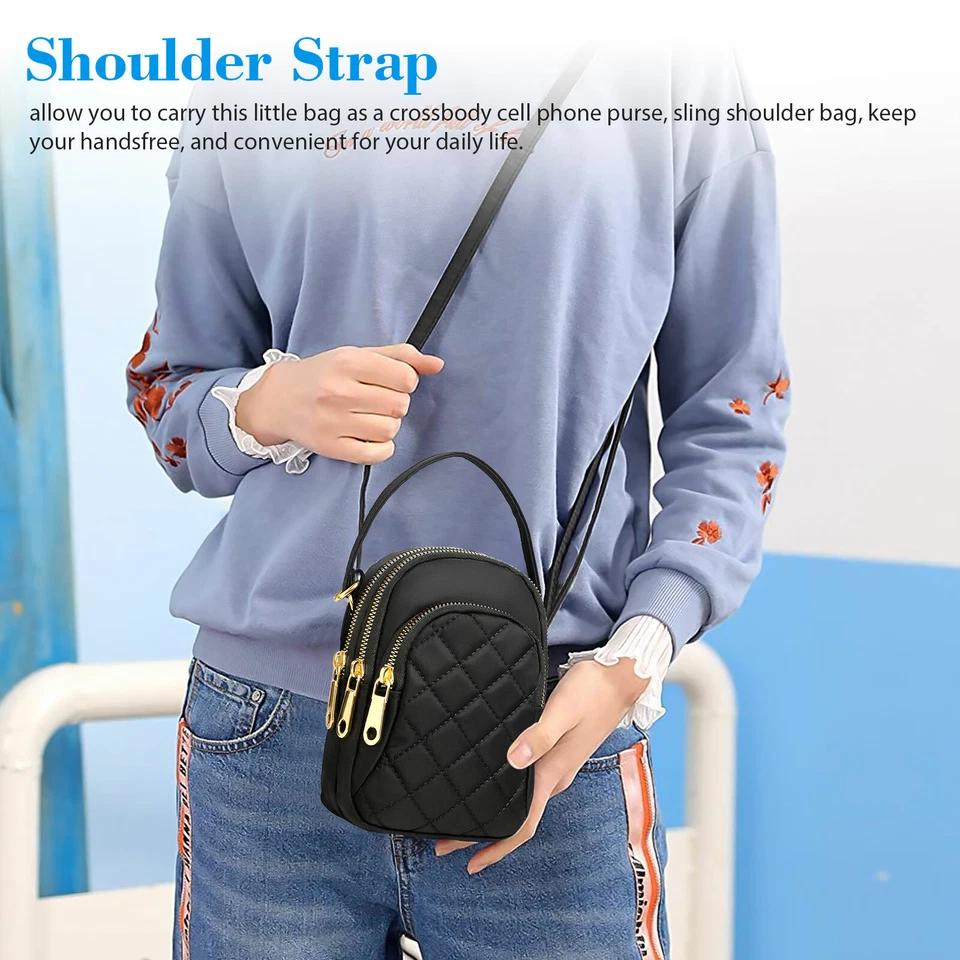 Small Cell Phone Bag Wallet Handbag Case Women Shoulder Purse Cross-body Pouch - Image 4 of 4