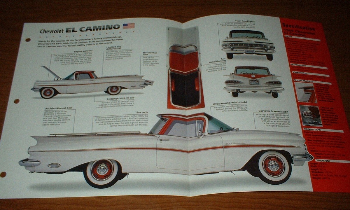 1959 Chevy El Camino Original Imp Brochure Specs Info 59 60 348