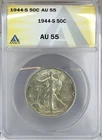 1944 50C Walking Liberty Half Dollar ANACS AU55 #