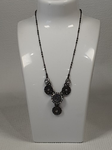 Pilgrim Gun Metal Tone Crystal Necklace - Picture 2 of 10