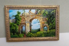 Dolls House Miniature REAL PAINTING BY BARBARA WILSON "ROMAN RUINS"