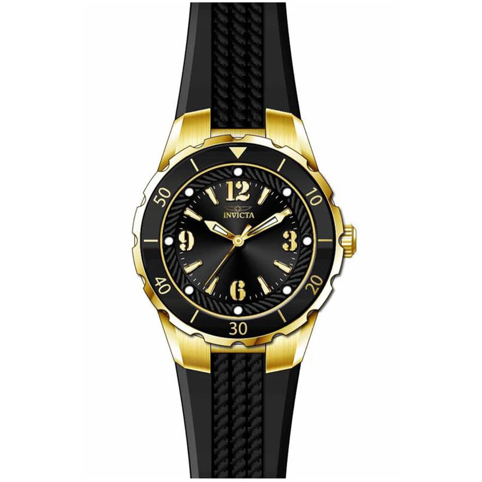 Invicta 17486 Women's Angel Black Dial Black Strap Watch