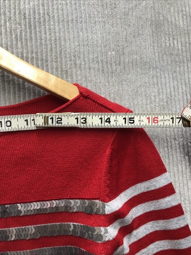 Liz Claiborne Sweater Size Small Holiday Red Stripe Sequin Valentine NWT - Picture 7 of 12