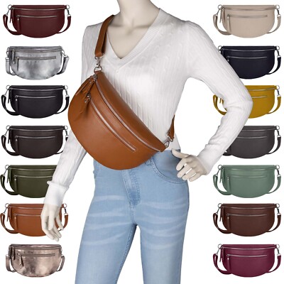 Bauchtasche Umhängetasche Crossbody-Bag Damen Tasche Echt Leder  Italy-Design