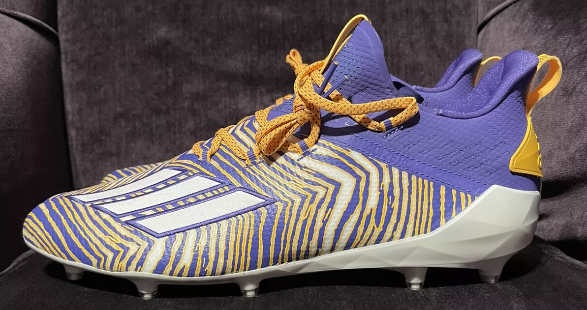 NEW Adidas Adizero 10.0 Zubaz Yellow Pruple Football Cleats Men’s Size 17 LSU