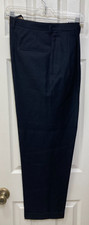 Vintage 40s/50s Drop Loop High Rise Pinstripe Black Wool Trousers, Sz 36x30