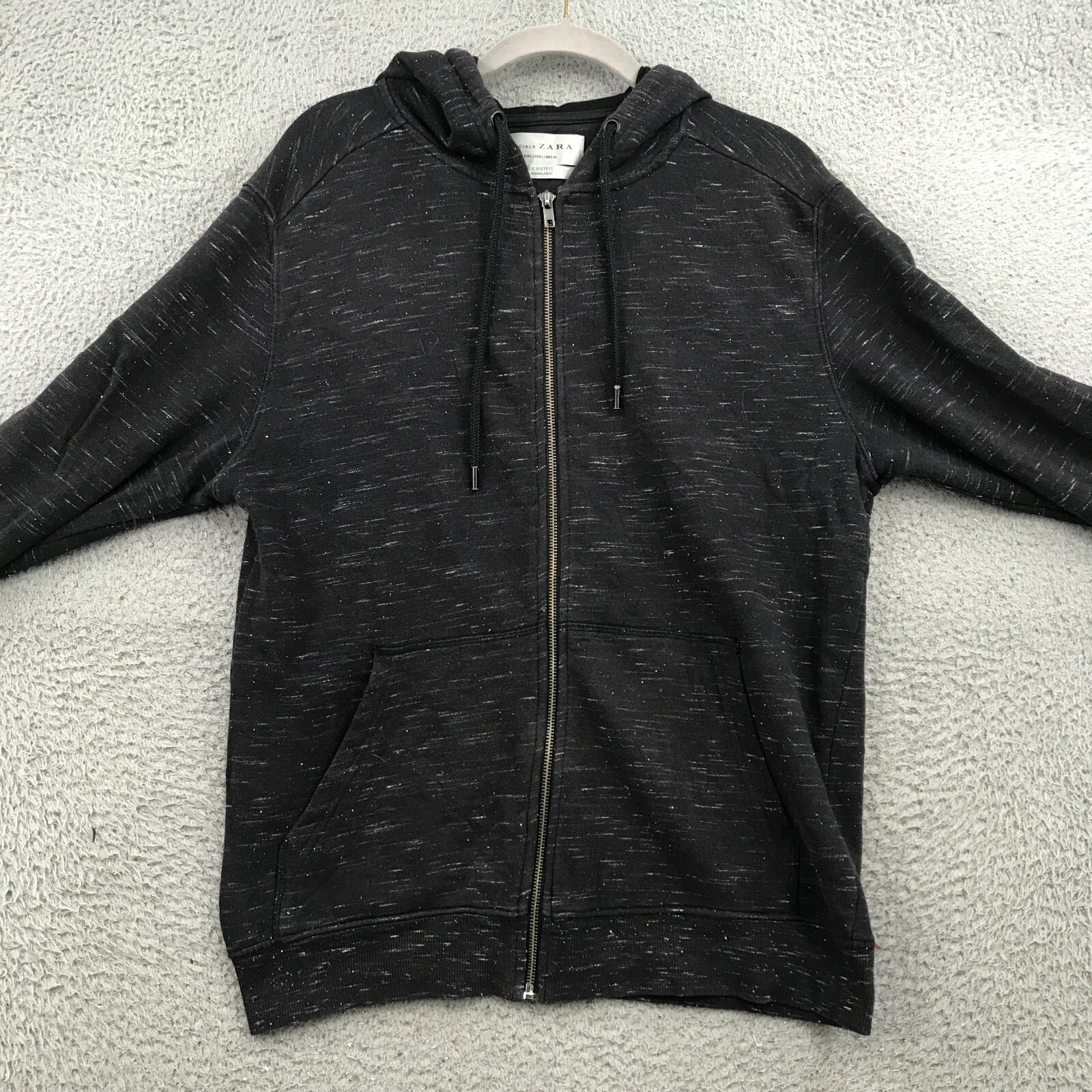 Zara Adult Large Black Solid Specials Daily Outfit Full Zip Hoodie Mens  29968 | eBay