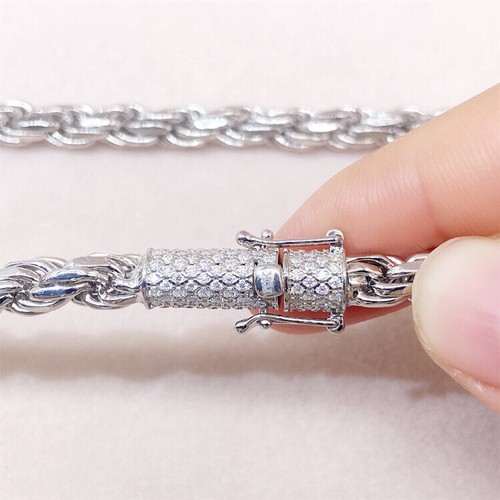 Collana Uomo 6mm Certificata Moissanite Catena Cubana Argento 925 Placcato Oro - Foto 10 di 18