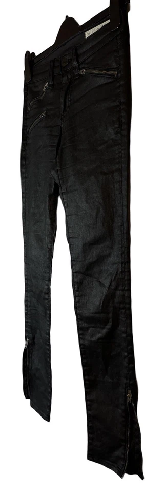 Pantalones negros recubiertos de trapo y hueso ajustados al tobillo para mujer talla 25 se adapta a 27x28 hechos en EE. UU. Foto 3 de 4