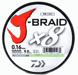 Daiwa J-Braid x8 especializada trenzada cuerda Chartreuse 0,16mm 9,0kg Daiwa J-Braid x8 especializada trenzada cuerda Chartreuse 0,16mm 9,0kg