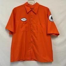 Red Kap XXL Orange Del Dot Button Up Work Shirt 'Tony' Name Patch Short Sleeve