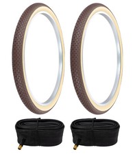 PRO BICYCLE TIRES 26 x 2.125 BROWN/CREAM G-5009 BRICK TREAD W/TUBES