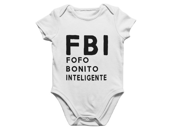 Body bebé FBI fofo bonito inteligente. Diseños graciosos. 100% algodón