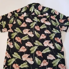 Hawaiian Shirt Paradise Found Honolulu Rayon Large vintage 1970s tropical black