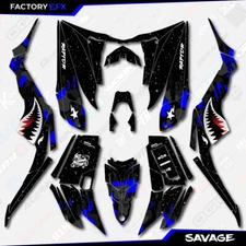Black & Blue Savage Camo Racing Graphics kit fits Yamaha Raptor 350 04-13 decals