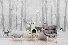 3D Forest Elk Wallpaper Wall Mural Removable Self-adhesive Sticker 465