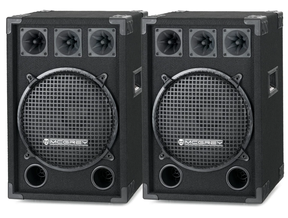 MCGREY 2x Altoparlanti Casse Box Subwoofer DJ PA 2 Vie 12" 30cm Disco HiFi 1200w Set