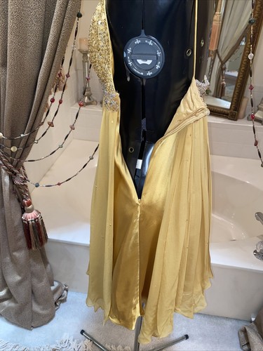 MARC BOUWER GLAMIT GOLD Boho Babydoll Goddess SEQUIN SILK Mini Dress Sz 4 $695 - Picture 8 of 11