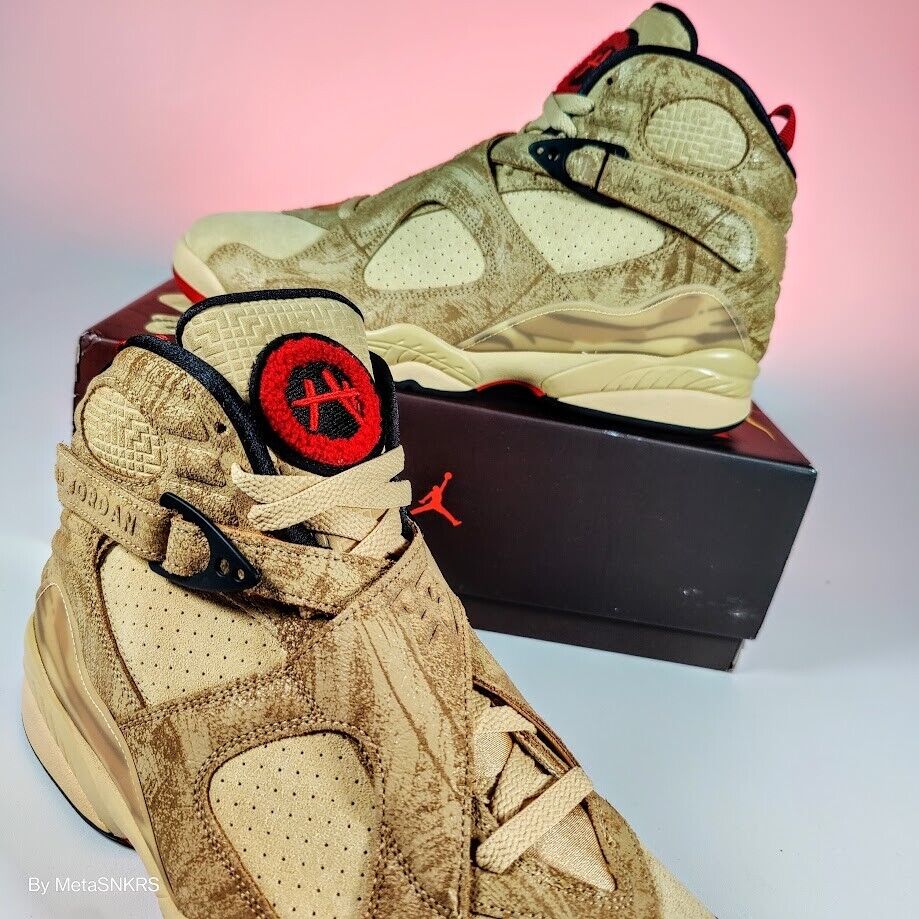 US 13 Air Jordan 8 Men's Wheat Brown Black Red Nike Retro US 13 Air Jordan 8 Men's Wheat Brown Black Red Nike Retro