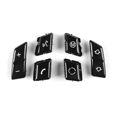 6PCS Black Steering Wheel Button Fit For BMW E81 E84 E90 E93 325i 328i 1 3 X1
