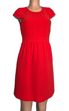 J Crew Womens Bright Cerise Red Poppy Crepe Cap Sleeve Mini Dress Size 2