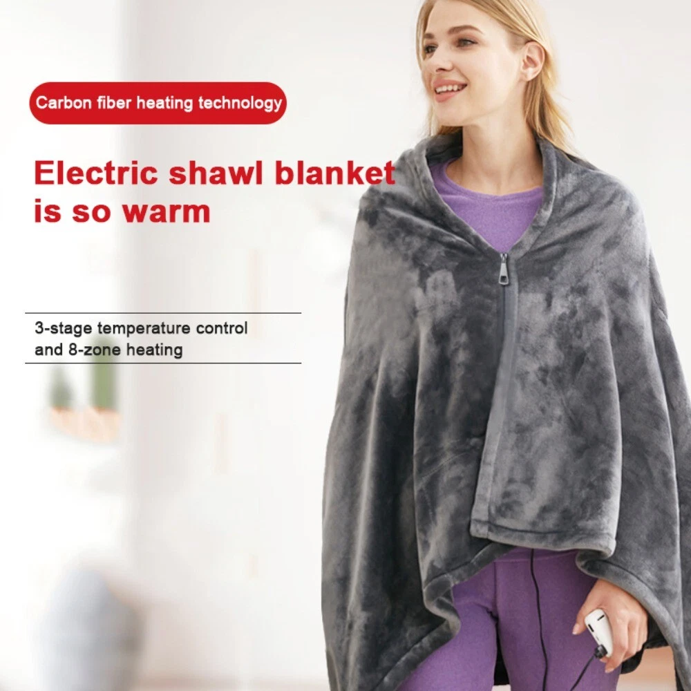 Usb Heated Warm Shawl Electric Heating Plush Throw Blanket Heating Lap  Blanket | eBay
