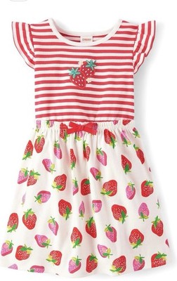 Gymboree Girls Embroidered Strawberry Red & White Short Sleeve Dress - Size  7