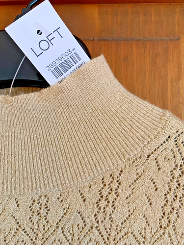 Women's NEW LOFT Long Sleeve Gold Mock Neck Pullover Sweater - M - Picture 2 of 4