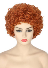 Unisex Reddish Brown Short Curly Afro Wig Halloween Costume Cosplay Party Wigs