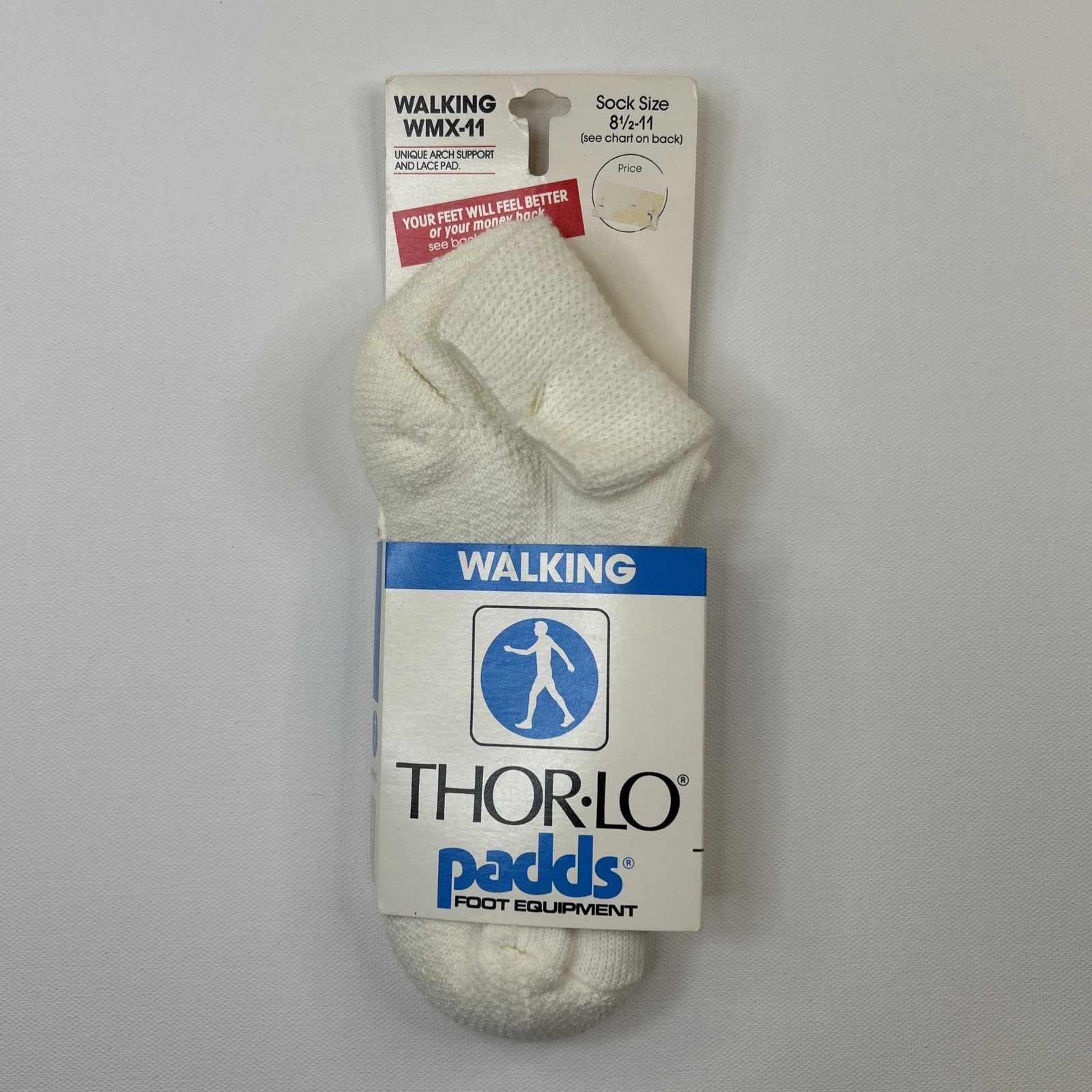 VTG Socks Padds Thorlo Acrylic Walking 8.5-11 Low White WMX-11 NOS Thor-Lon.