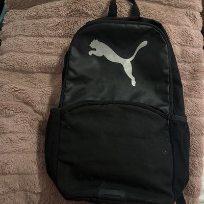 Puma Black 3 Zippered Backpack With Silver Puma Multi Pocket