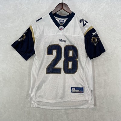St. Louis Rams Jersey Youth Large White NFL Football Marshall Faulk 28 Reebok