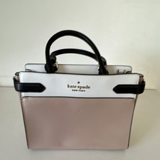 Kate Spade New York Colorblock Satchel Black White Beige Detachable Strap