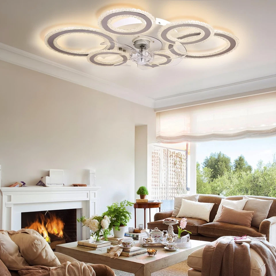 76cm Smart Ceiling Fans with Lights and Remote Modern Low Profile 6 Reversibl... - Image 2 of 4