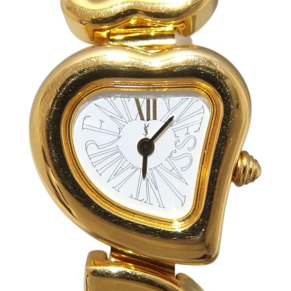 Orologio YVES SAINT LAURENT Bracciale Cuore Quarzo Tono Oro 25mm Donna Vintage