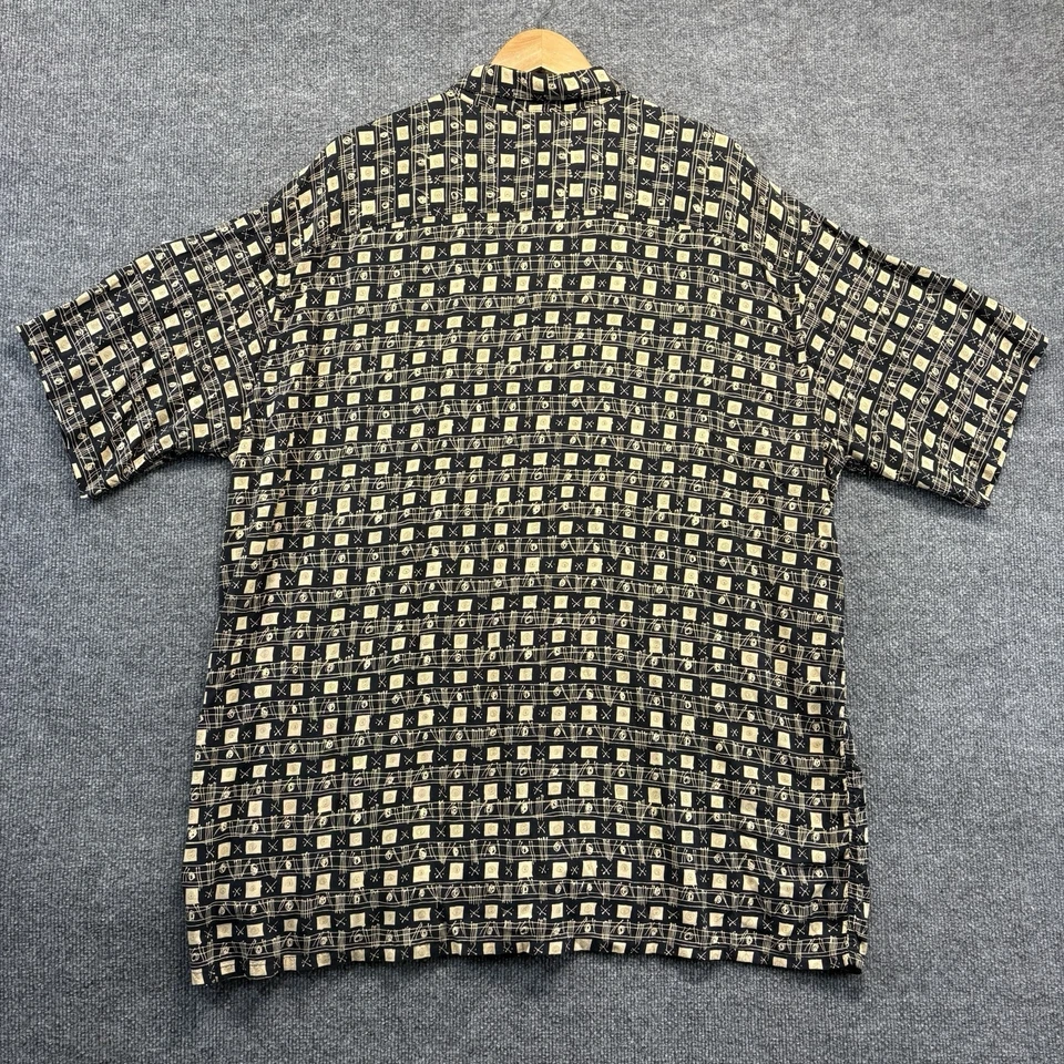 Campia Shirt Men 2XLT Tall Black Geometric Short Sleeve Button Up - Image 3 of 4