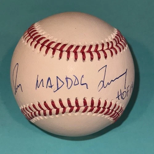 GREG MADDUX Signed Official MLB Baseball Beckett (BAS) & MADDOG and HOF Insc