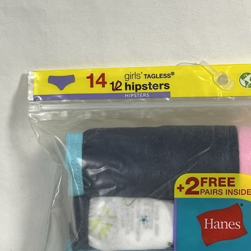 Hanes Ultimate Girls Tagless Cotton Hipsters Underwear Pack of 14 Pairs- Size 8 - Picture 3 of 6