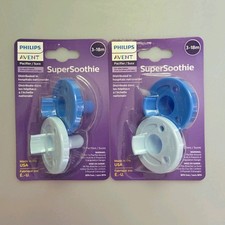 2 Pk Philips Avent SuperSoothie    x4 3-18m pacifiers    Blue Made In USA X2