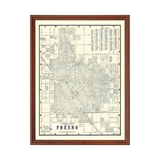 Old Map of Fresno, CA 1920 - Vintage Fresno California Art