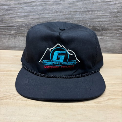 #ad #ad Vintage Gilbert Western Corp Hat Cap Strap Back Black Lakepoint Project Rope 90s $24.85