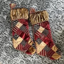 Villa Bacci Luxury 24” Patchwork Christmas Stockings Set Of 2