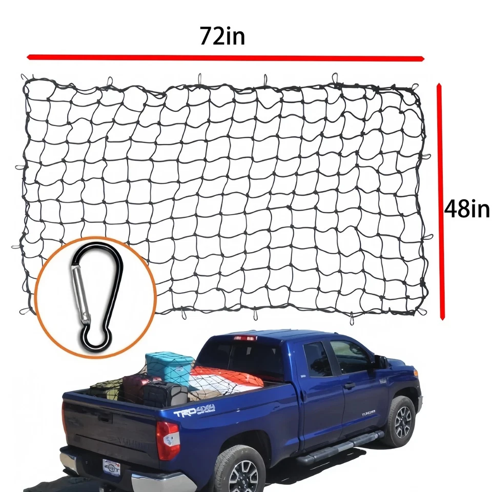 47in x 71in For Nissan Pickup Elastic Cargo Net Equipped With 12 Aluminum Rope Foto 4 de 4